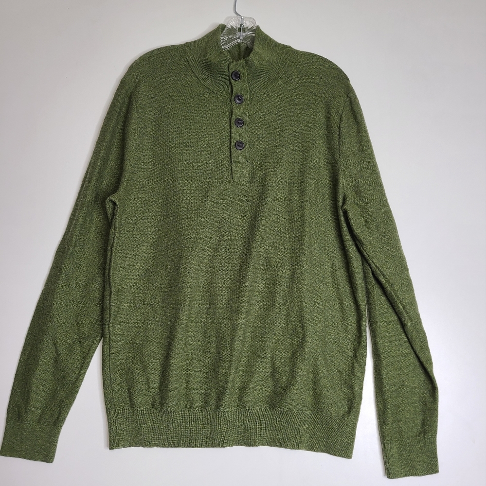 Red Ale by Alesbury Men Riverside button Mockneck Sweater Olive sz Large
